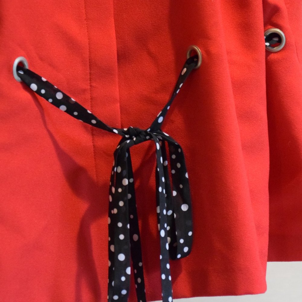 Cropped Red Blazer with Polka Dot Tie